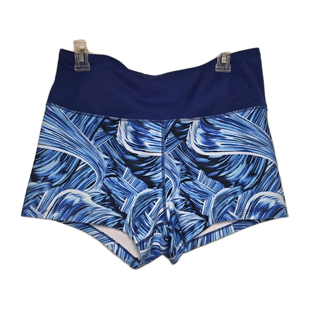 Loco Skailz Performance Fishing Shorts Womens XL Blue Trippy Waves NWT